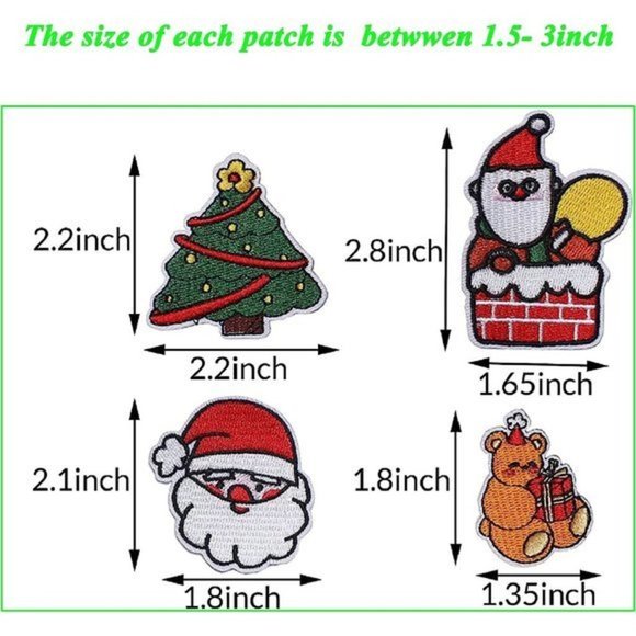 Christmas Embroidered Assorted Iron on Applique Patches - Picture 4 of 7